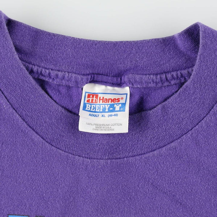 Vintage 90'S Hanes printed T-shirt, made in the USA, men's XL size cotton purple type Vintage Second Hand