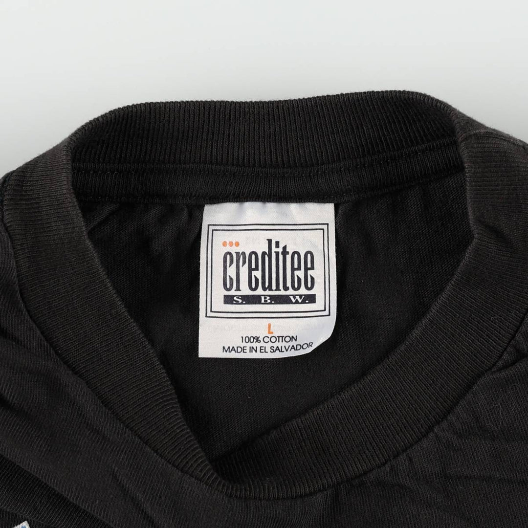 90'S Creditee Souvenir T-shirt, Men's Size L (approx.), Vintage cotton black type Vintage Second Hand