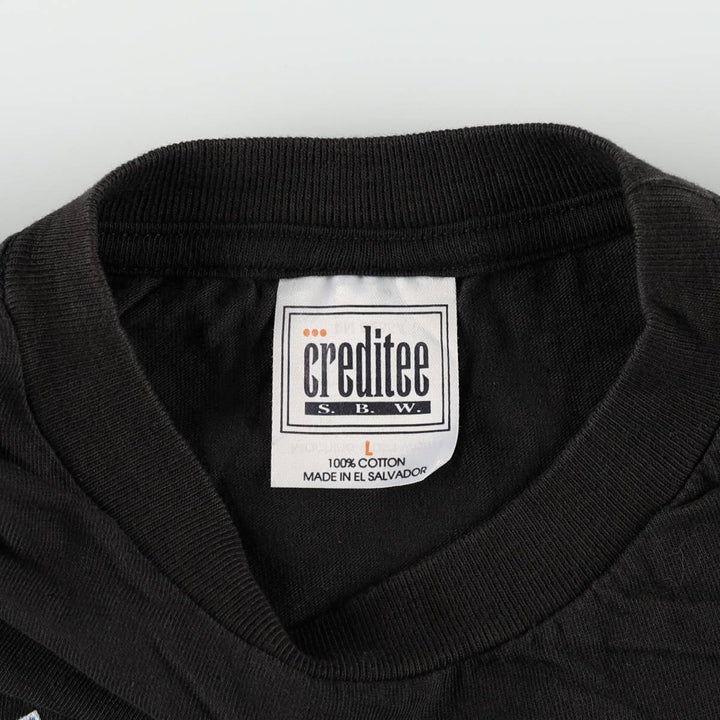 90'S Creditee Souvenir T-shirt, Men's Size L (approx.), Vintage cotton black type Vintage Second Hand