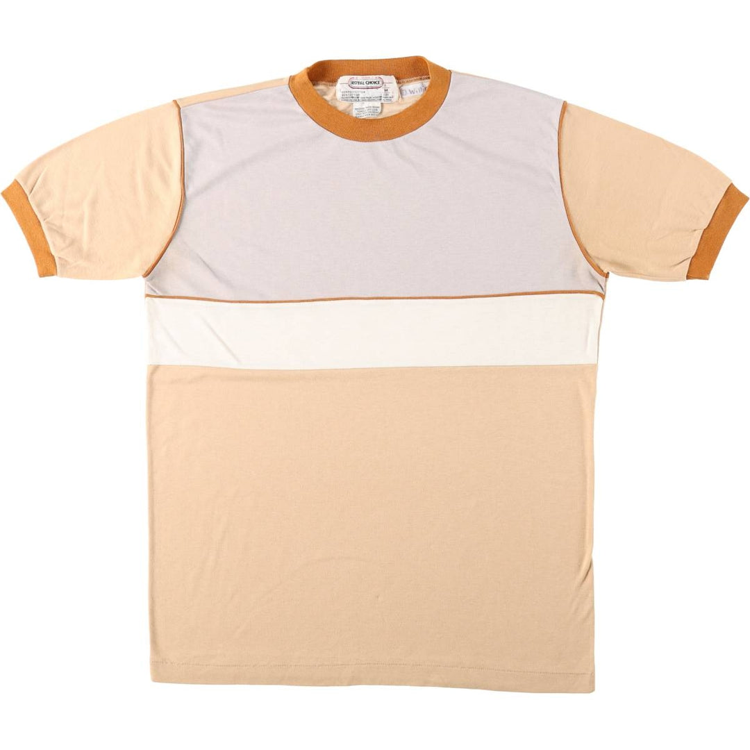 80'S ROYAL CHOICE Ringer T-shirt, Men's Size M (approx.), Vintage polyester Beige type Vintage Second Hand