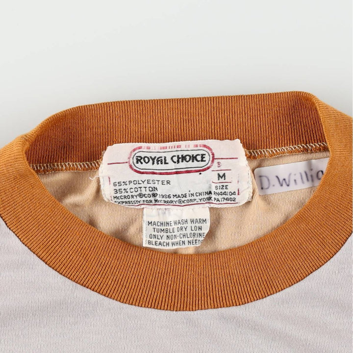 80'S ROYAL CHOICE Ringer T-shirt, Men's Size M (approx.), Vintage polyester Beige type Vintage Second Hand