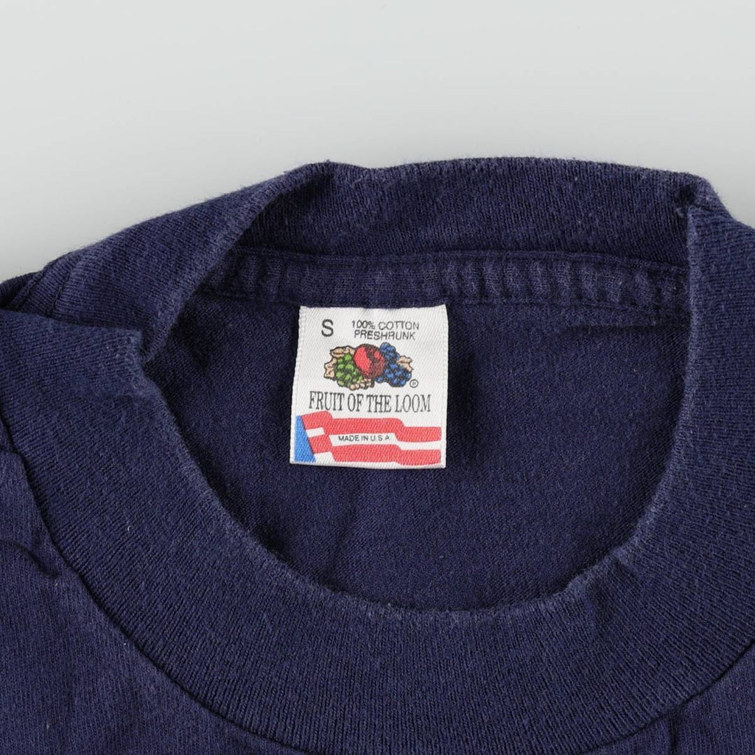 90'S Fruit of the Loom souvenir T-shirt, made in USA, men's size S equivalent, vintage. cotton navy blue type Vintage Second Hand