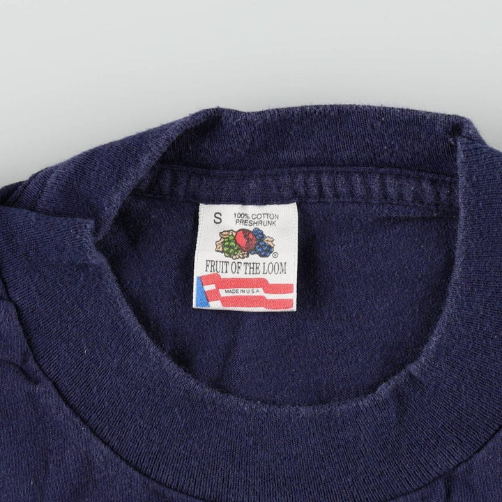 90'S Fruit of the Loom souvenir T-shirt, made in USA, men's size S equivalent, vintage. cotton navy blue type Vintage Second Hand