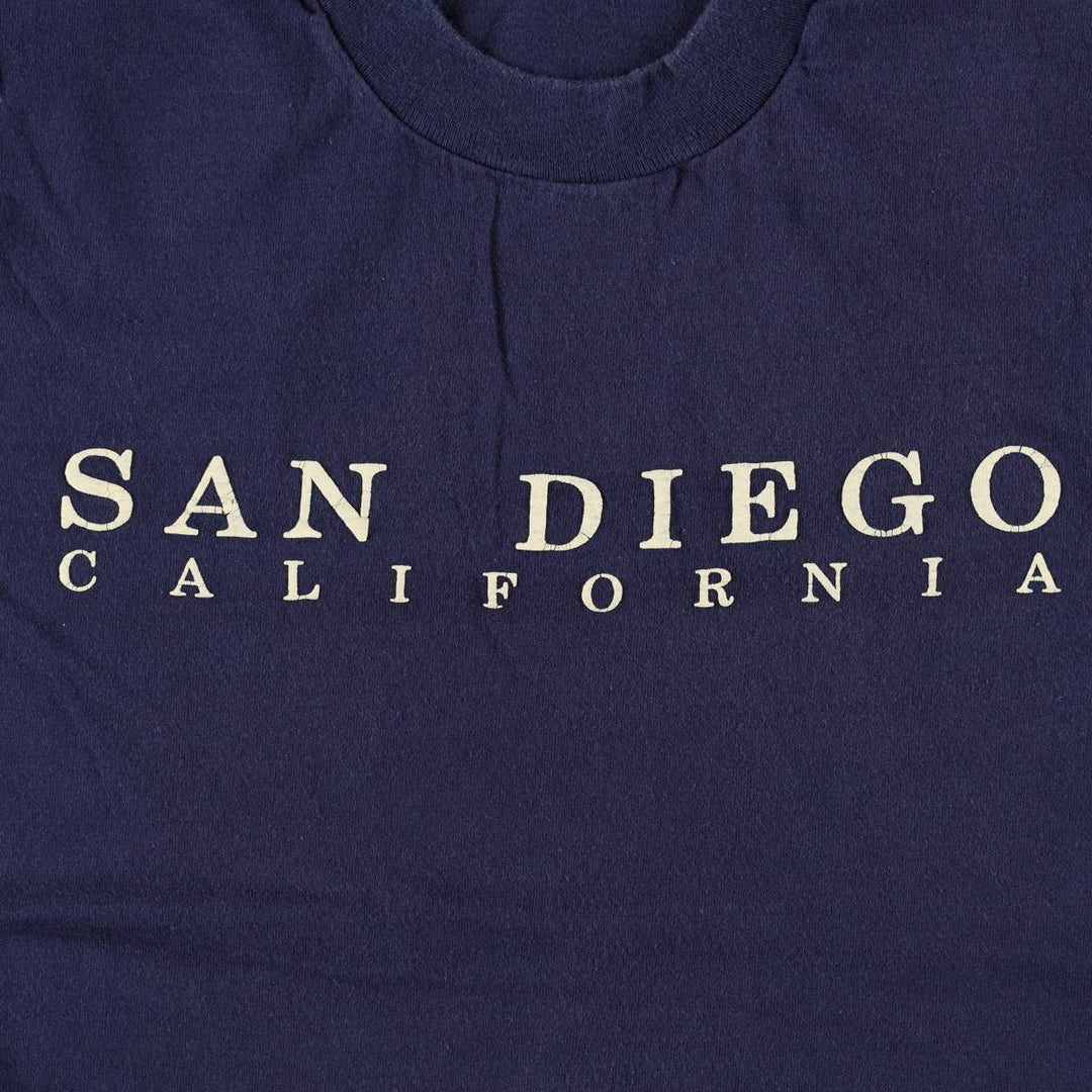 90'S Fruit of the Loom souvenir T-shirt, made in USA, men's size S equivalent, vintage. cotton navy blue type Vintage Second Hand
