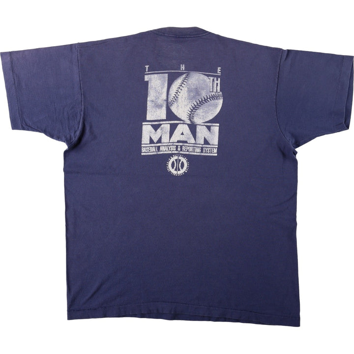 90'S Fruit of the Loom printed T-shirt, made in the USA, men's XL size, vintage cotton navy blue type Vintage Second Hand
