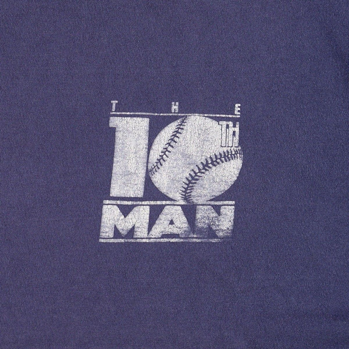 90'S Fruit of the Loom printed T-shirt, made in the USA, men's XL size, vintage cotton navy blue type Vintage Second Hand