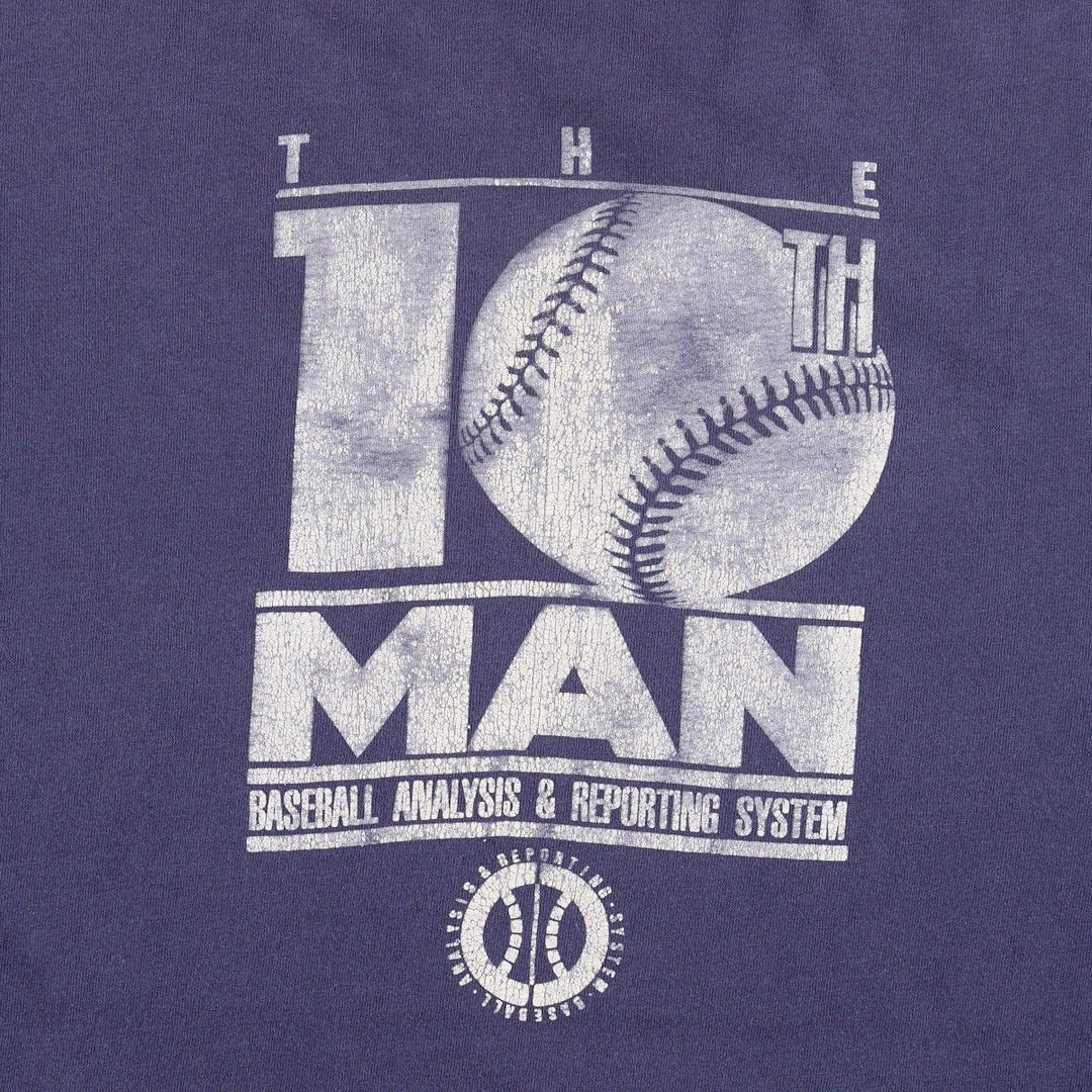 90'S Fruit of the Loom printed T-shirt, made in the USA, men's XL size, vintage cotton navy blue type Vintage Second Hand