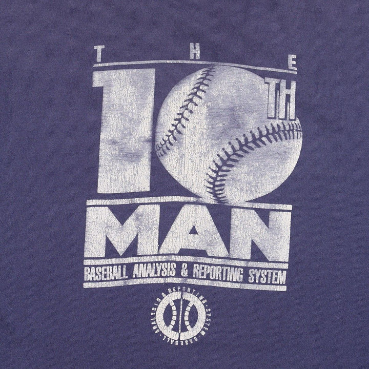90'S Fruit of the Loom printed T-shirt, made in the USA, men's XL size, vintage cotton navy blue type Vintage Second Hand