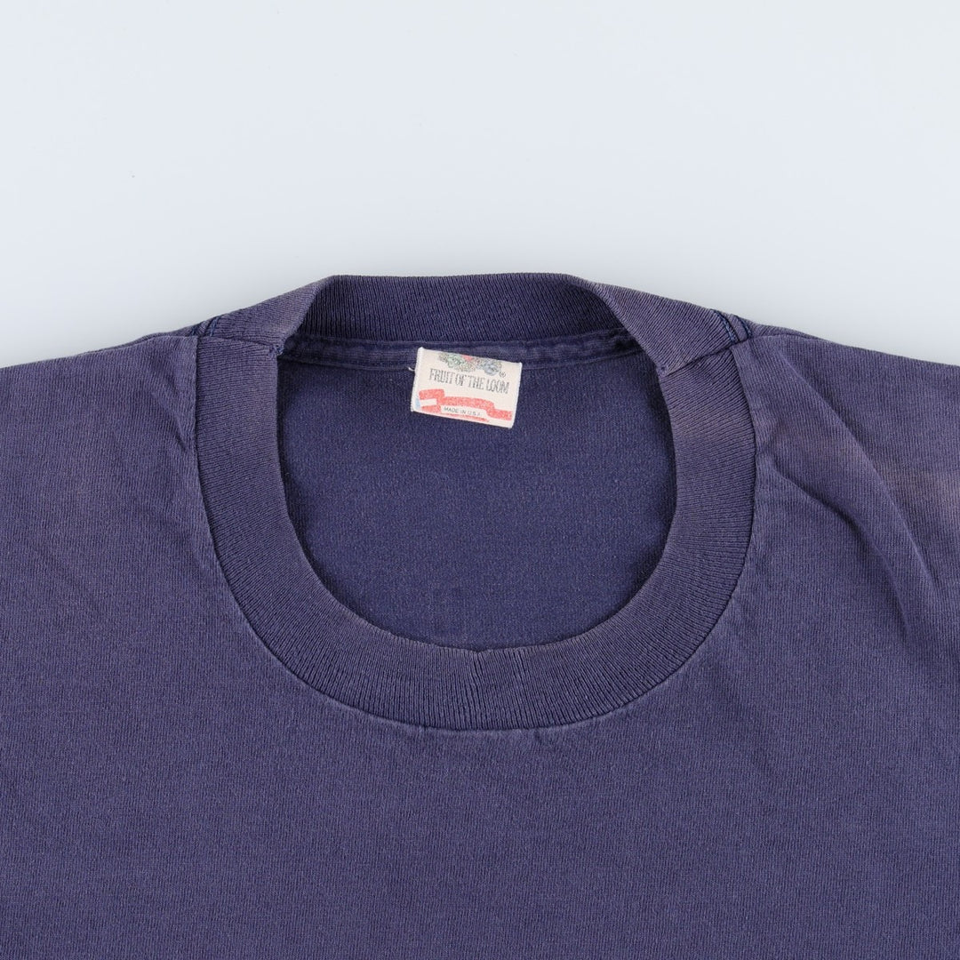 90'S Fruit of the Loom printed T-shirt, made in the USA, men's XL size, vintage cotton navy blue type Vintage Second Hand
