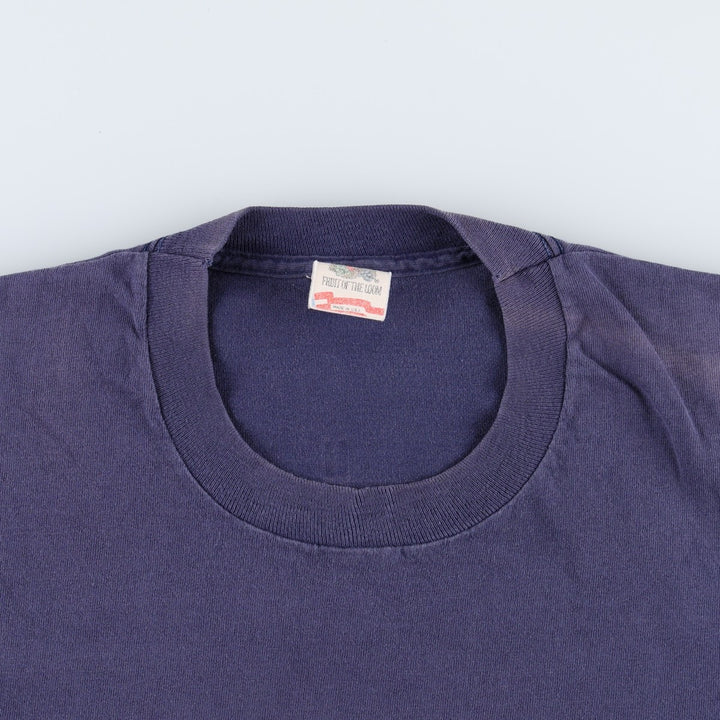 90'S Fruit of the Loom printed T-shirt, made in the USA, men's XL size, vintage cotton navy blue type Vintage Second Hand