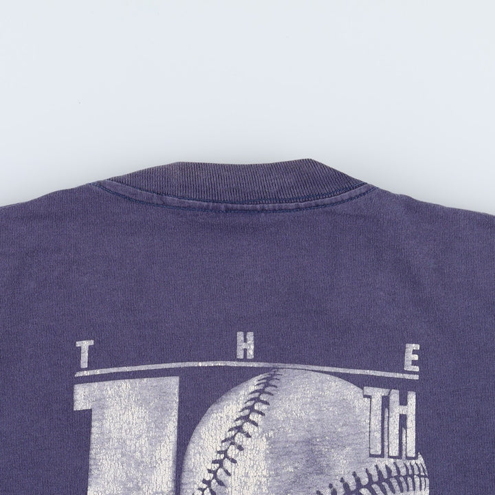 90'S Fruit of the Loom printed T-shirt, made in the USA, men's XL size, vintage cotton navy blue type Vintage Second Hand