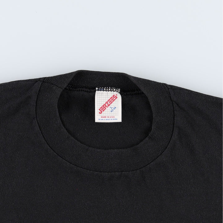 90'S Jerzees Printed T-shirt Made in USA Men's L Size Vintage cotton black type Vintage Second Hand