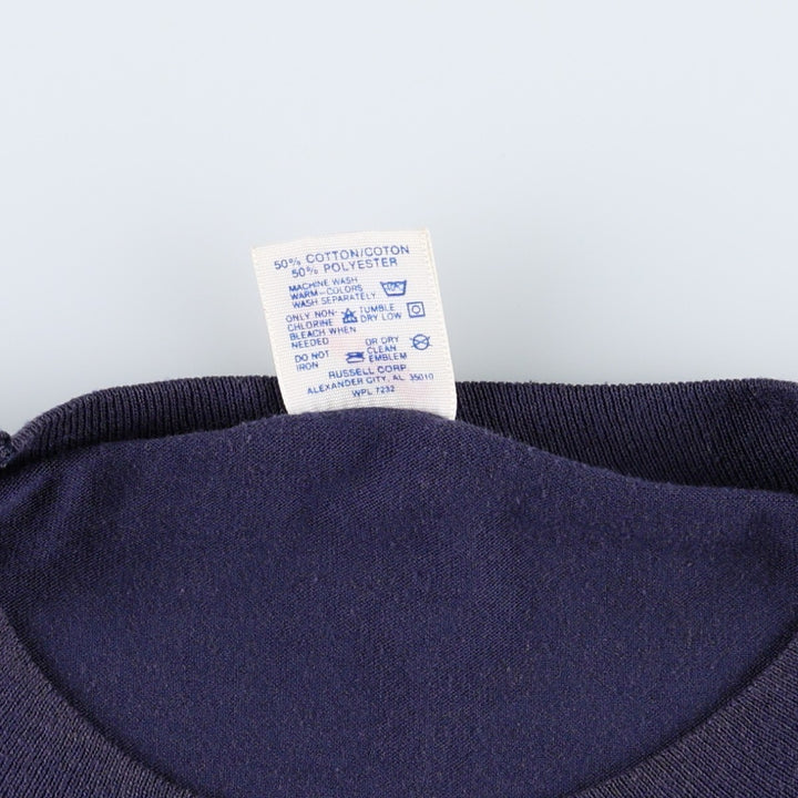 90'S Jerzees Triple Print T-Shirt, Made in USA, Men's XL equivalent, Vintage cotton navy blue type Vintage Second Hand