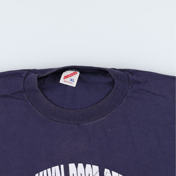 90'S Jerzees Triple Print T-Shirt, Made in USA, Men's XL equivalent, Vintage cotton navy blue type Vintage Second Hand