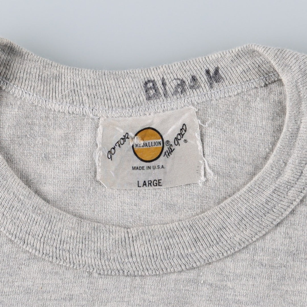 90'S MEDALLION Print T-Shirt, Made in USA, Men's Size L (Equivalent), Vintage cotton pale white type Vintage Second Hand
