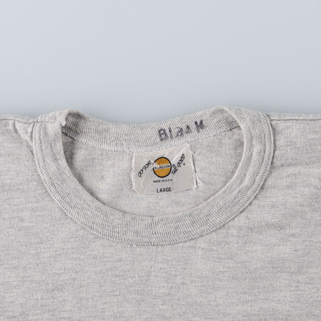 90'S MEDALLION Print T-Shirt, Made in USA, Men's Size L (Equivalent), Vintage cotton pale white type Vintage Second Hand