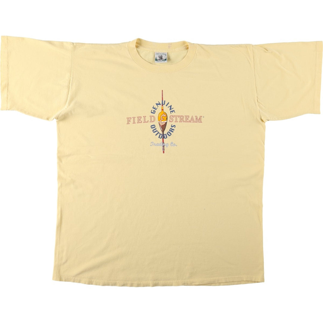 80s-90'S FIELD & STREAM Print T-Shirt, Made in USA, Men's XL equivalent, Vintage cotton yellow type Vintage Second Hand