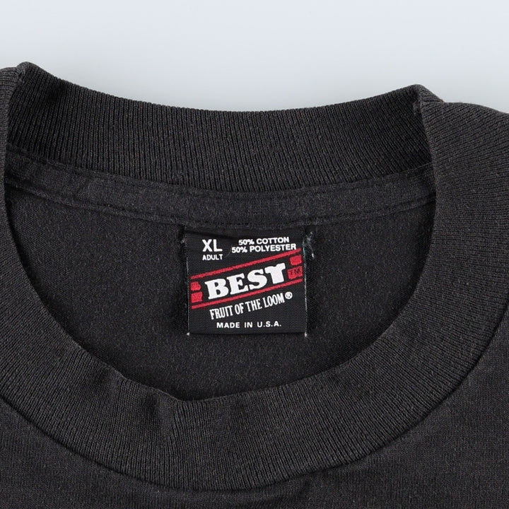 90'S Fruit of the Loom Best Printed T-shirt, Made in USA, Men's XL, Vintage cotton black type Vintage Second Hand