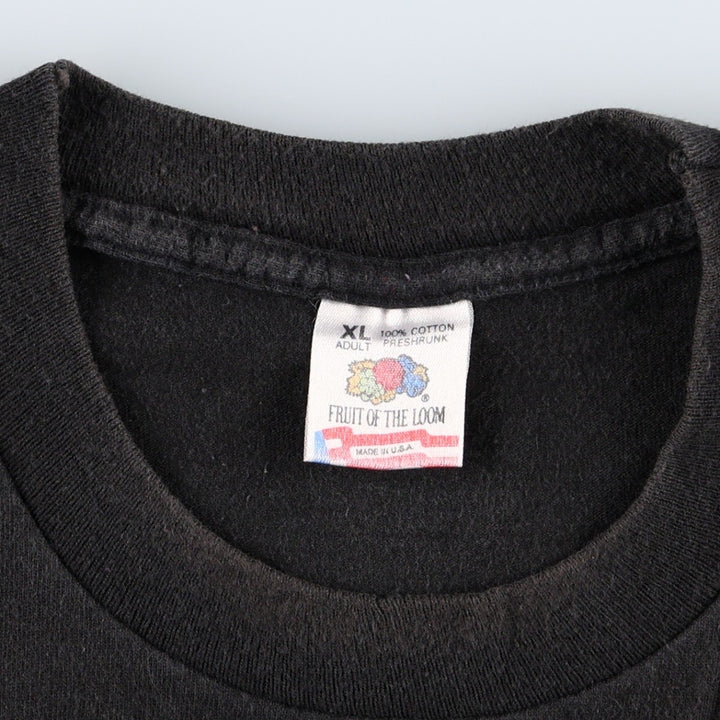 90'S Fruit of the Loom print T-shirt, Made in USA, Men's XL cotton black type Vintage Second Hand