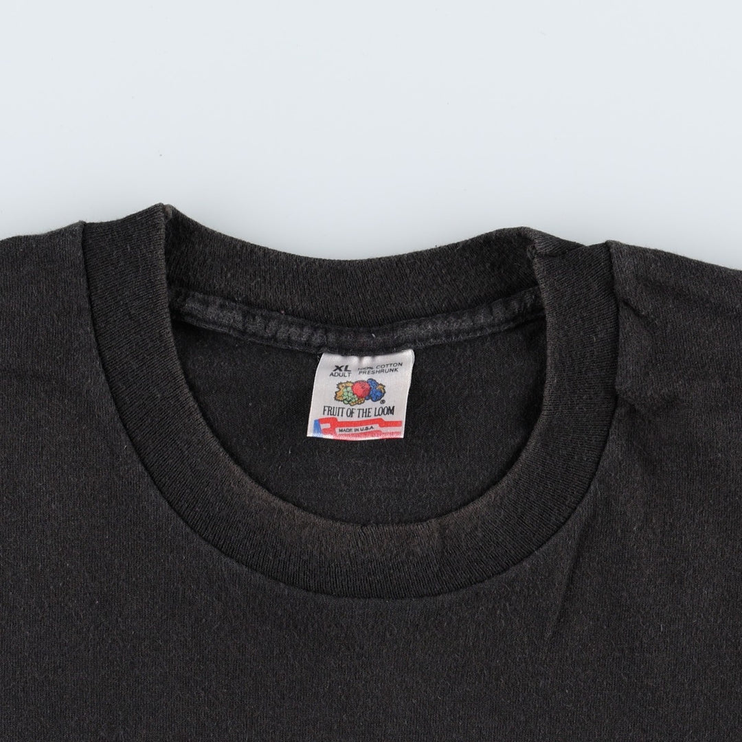 90'S Fruit of the Loom print T-shirt, Made in USA, Men's XL cotton black type Vintage Second Hand