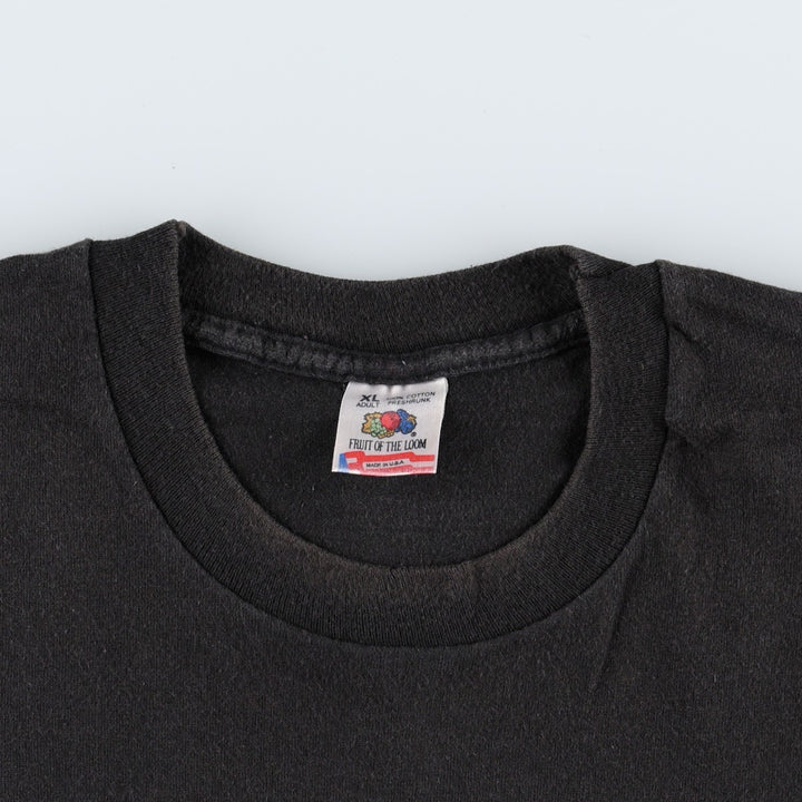 90'S Fruit of the Loom print T-shirt, Made in USA, Men's XL cotton black type Vintage Second Hand