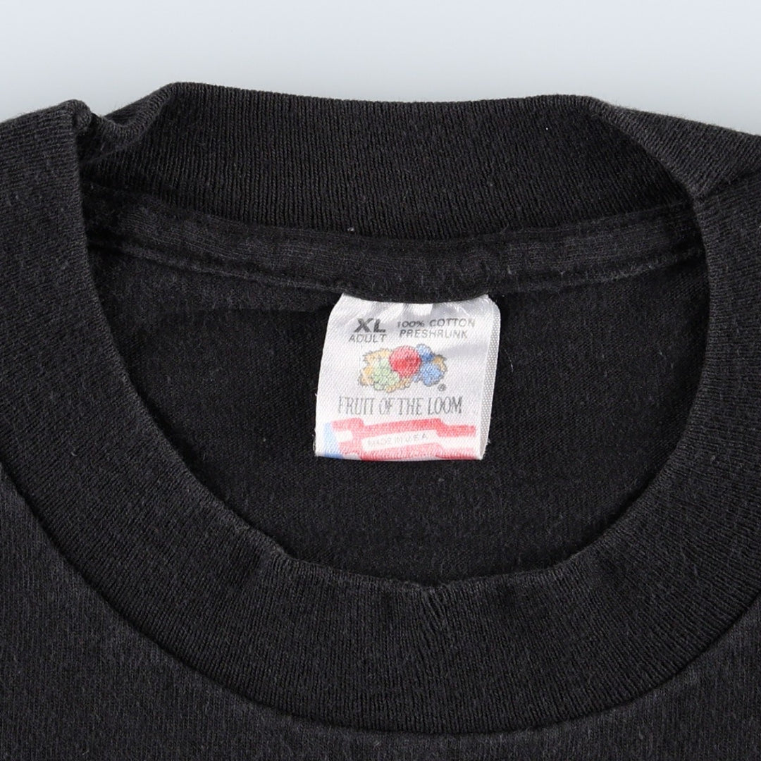 90'S Fruit of the Loom print T-shirt, Made in USA, Men's XL cotton black type Vintage Second Hand