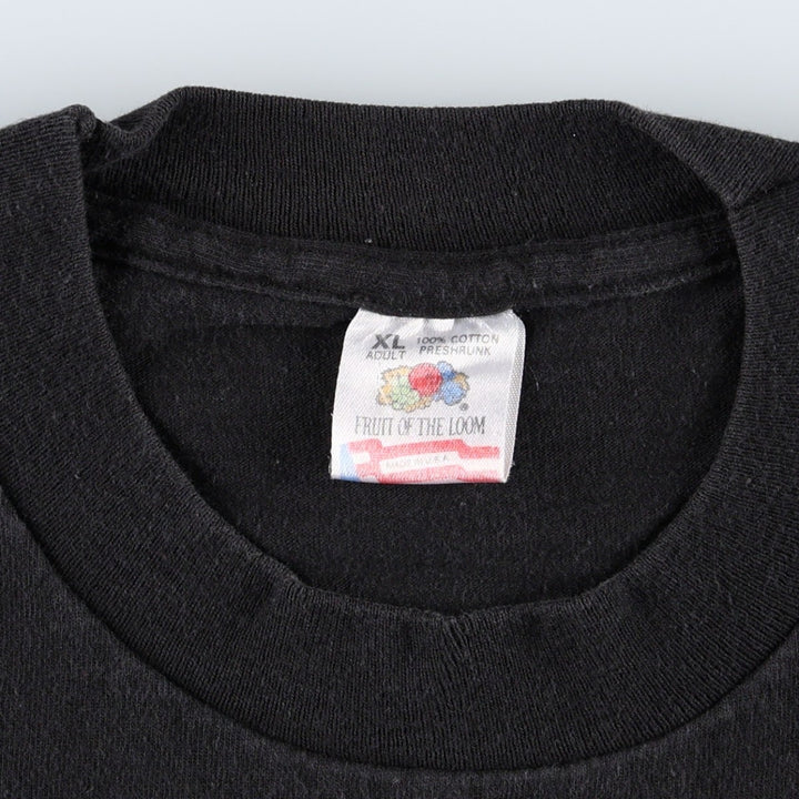 90'S Fruit of the Loom print T-shirt, Made in USA, Men's XL cotton black type Vintage Second Hand