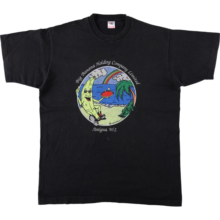 90'S Fruit of the Loom advertising t-shirt, made in USA, men's size XL (equivalent) cotton black type Vintage Second Hand