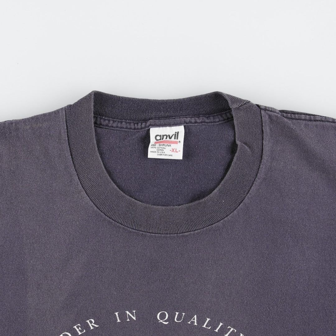 90'S Anvil Printed T-shirt Made in USA Men's XL Vintage cotton navy blue type Vintage Second Hand
