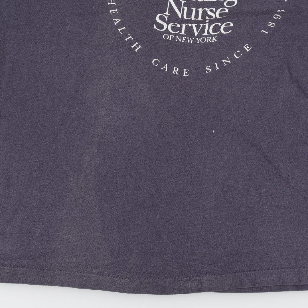 90'S Anvil Printed T-shirt Made in USA Men's XL Vintage cotton navy blue type Vintage Second Hand