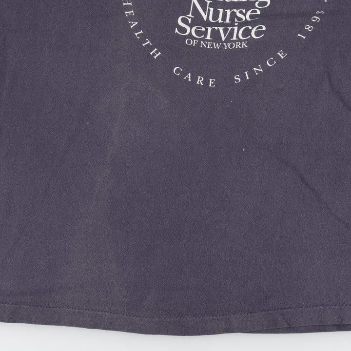 90'S Anvil Printed T-shirt Made in USA Men's XL Vintage cotton navy blue type Vintage Second Hand