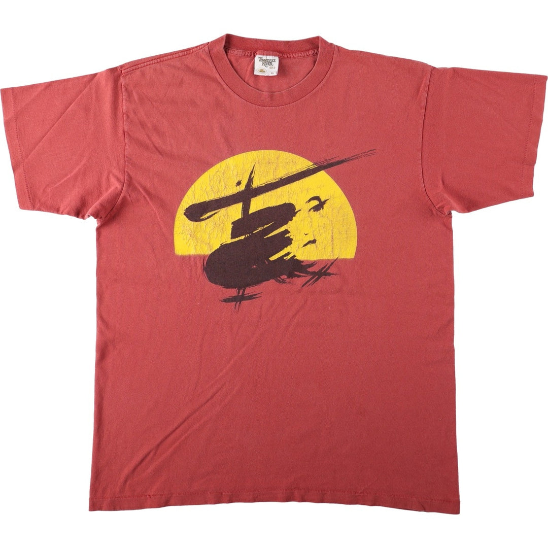 90'S Tennessee River Gold Print T-Shirt, Made in USA, Men's XL equivalent, Double-sided print cotton red type Vintage Second Hand