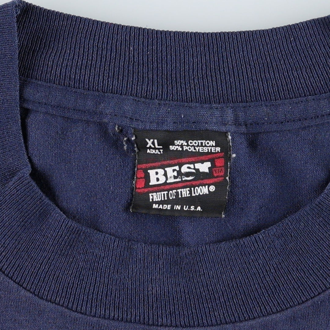 90'S Fruit of the Loom Best Advertising T-Shirt, Made in USA, Men's XL equivalent, Vintage cotton navy blue type Vintage Second Hand