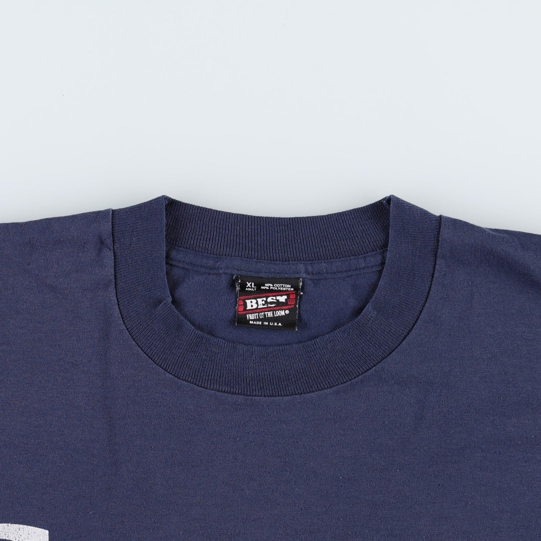 90'S Fruit of the Loom Best Advertising T-Shirt, Made in USA, Men's XL equivalent, Vintage cotton navy blue type Vintage Second Hand