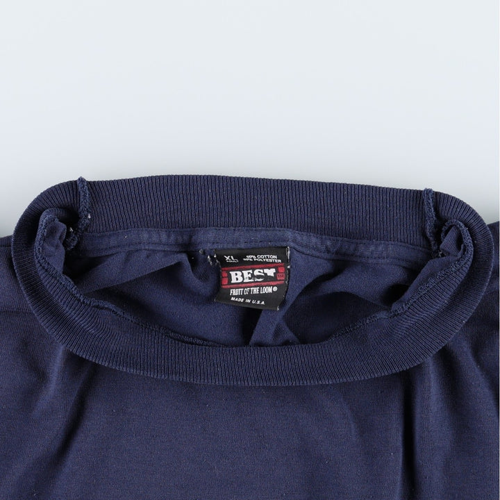 90'S Fruit of the Loom Best Advertising T-Shirt, Made in USA, Men's XL equivalent, Vintage cotton navy blue type Vintage Second Hand