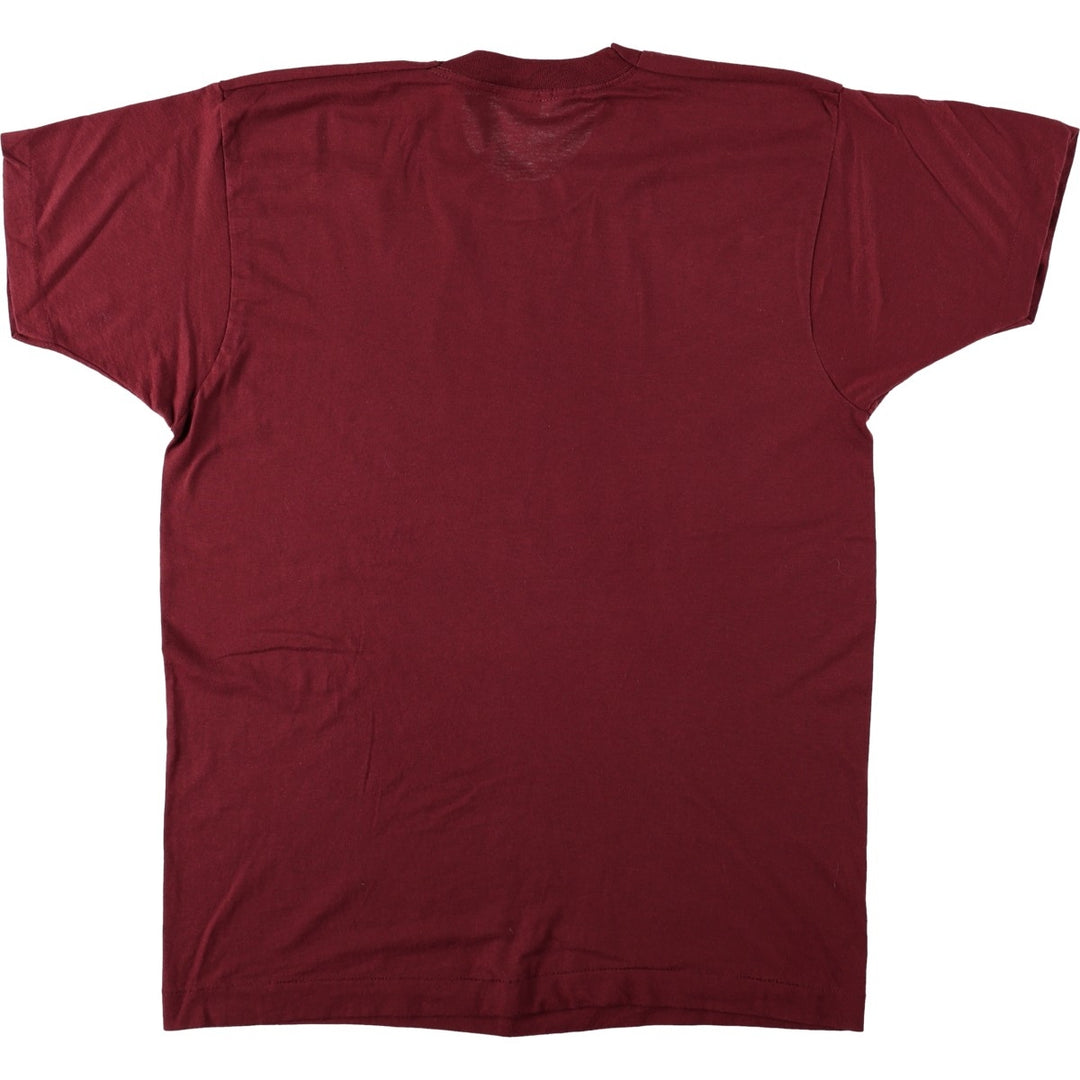 Printed T-shirt, Made in USA, Men's XL equivalent. cotton red type reddish brown Vintage Second Hand