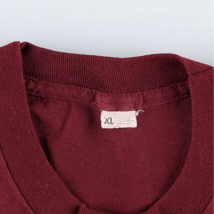 Printed T-shirt, Made in USA, Men's XL equivalent. cotton red type reddish brown Vintage Second Hand