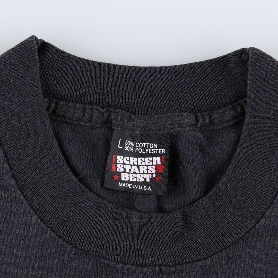 90'S Screen Stars Best Printed T-shirt Made in USA Men's L Vintage cotton navy blue type Vintage Second Hand