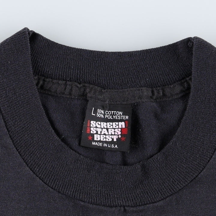 90'S Screen Stars Best Printed T-shirt Made in USA Men's L Vintage cotton navy blue type Vintage Second Hand