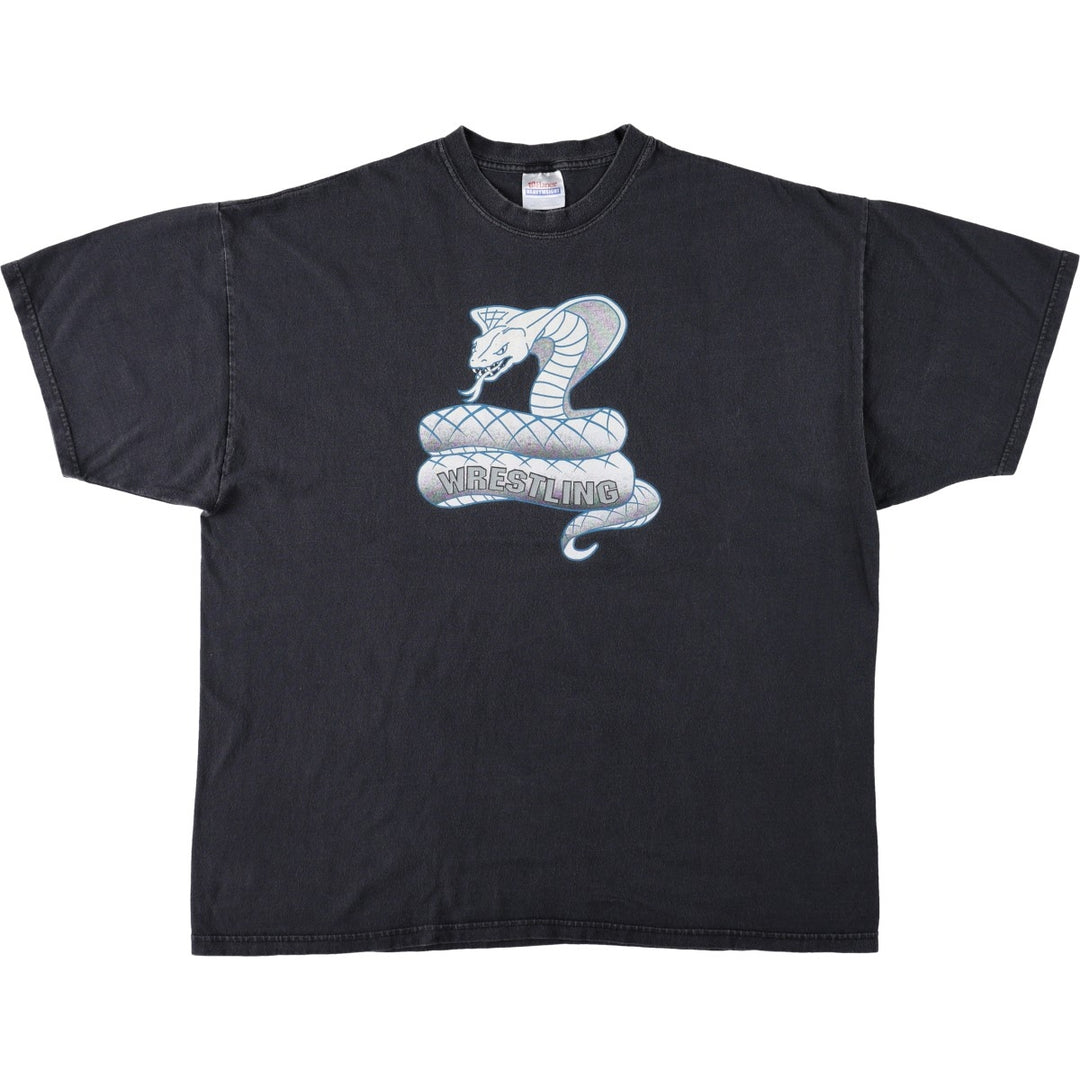 2000'S Hanes Heavyweight Snake Pattern Python Print T-Shirt, Men's XXL (approx.) cotton black type Vintage Second Hand