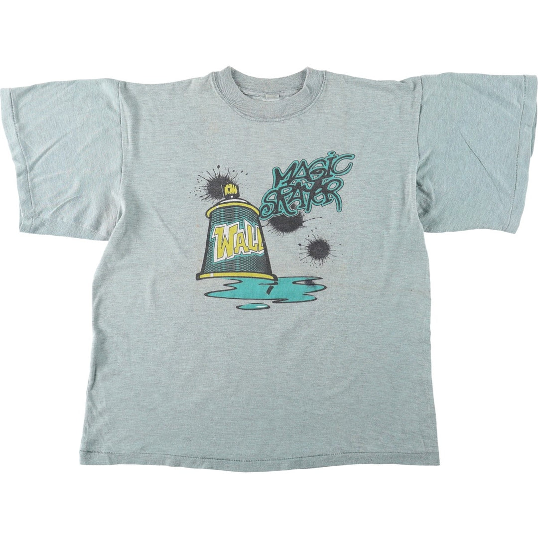 Printed T-shirt, men's size XL cotton Mint green Vintage Second Hand