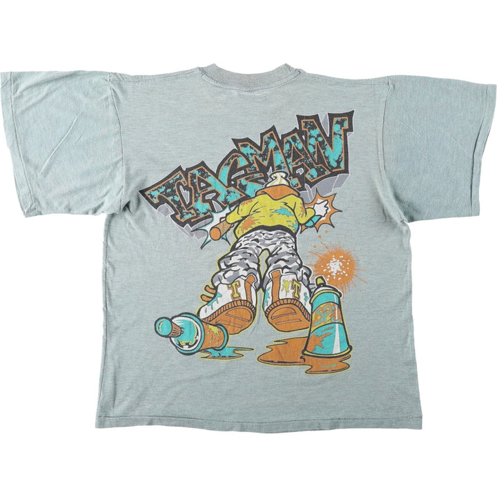 Printed T-shirt, men's size XL cotton Mint green Vintage Second Hand