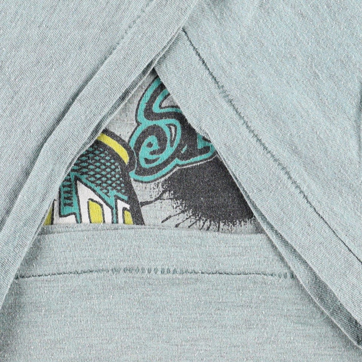 Printed T-shirt, men's size XL cotton Mint green Vintage Second Hand