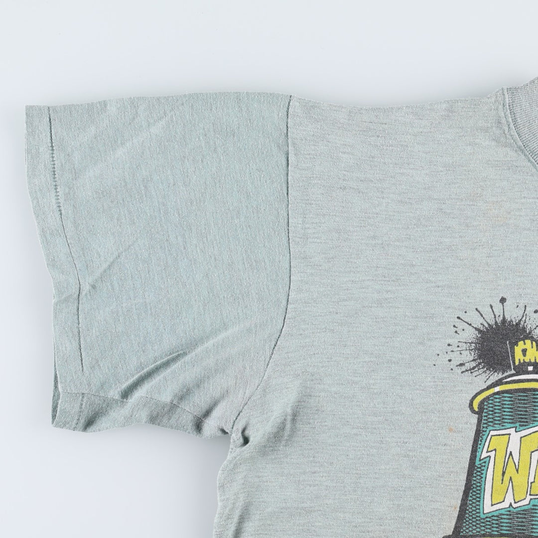 Printed T-shirt, men's size XL cotton Mint green Vintage Second Hand
