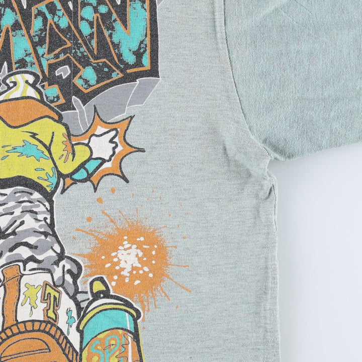 Printed T-shirt, men's size XL cotton Mint green Vintage Second Hand