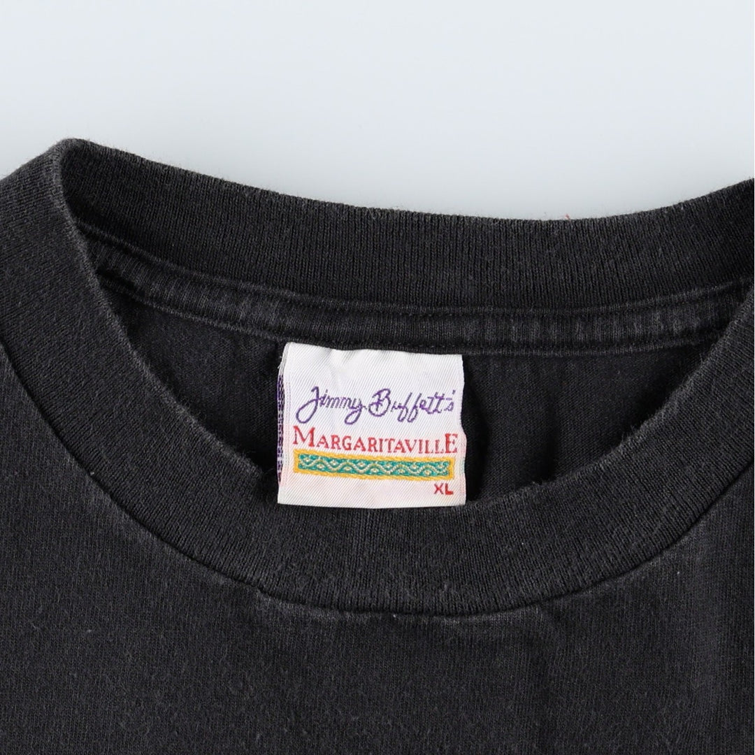 90'S Margaritaville Print T-Shirt, Men's XL (approx.), Vintage cotton black type Vintage Second Hand