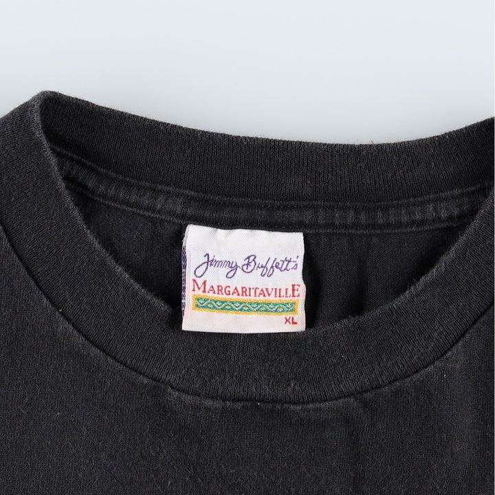 90'S Margaritaville Print T-Shirt, Men's XL (approx.), Vintage cotton black type Vintage Second Hand