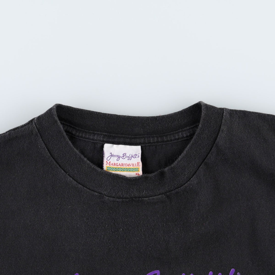 90'S Margaritaville Print T-Shirt, Men's XL (approx.), Vintage cotton black type Vintage Second Hand