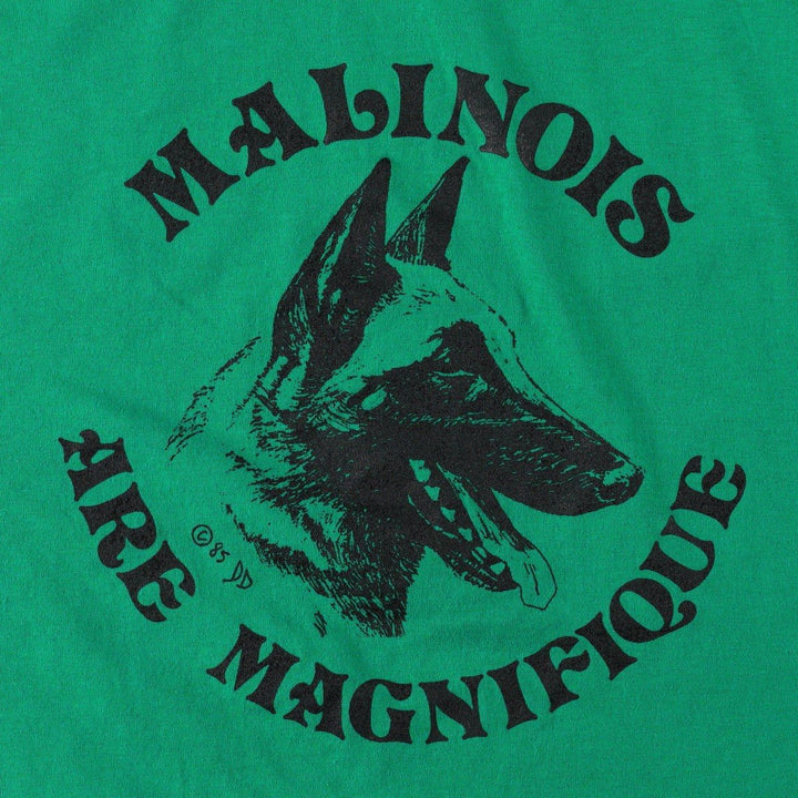 80'S Hanes Fifty-Fifty Blue Tag Dog Print T-Shirt, Made in USA, Men's XL equivalent, Vintage cotton green type Vintage Second Hand