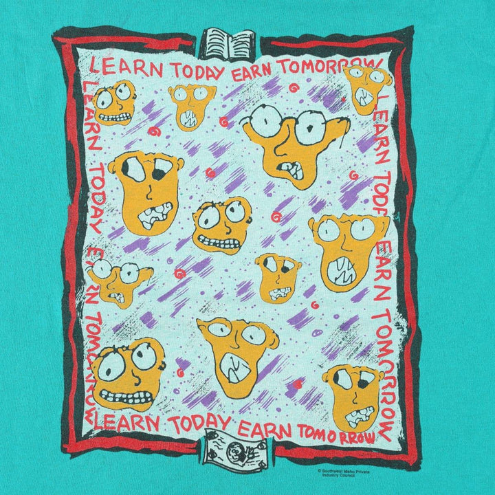 90'S Hanes HEAVYWEIGHT 50 cotton turquoise blue Vintage Second Hand